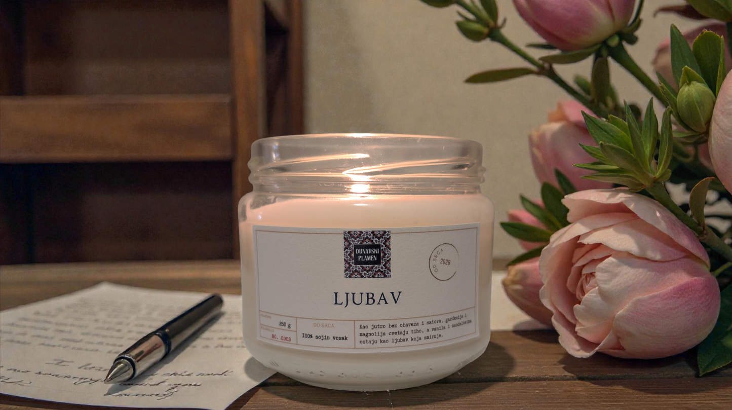 LJUBAV - SOJINA MIRISNA SVEĆA SA MIRISOM MAGNOLIJE I VANILE